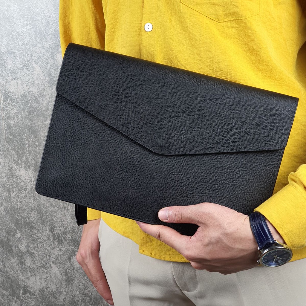 Clutch cầm tay nam da bò thật Safiano CL123LEA  - 100% da bò thật, BH 3 năm