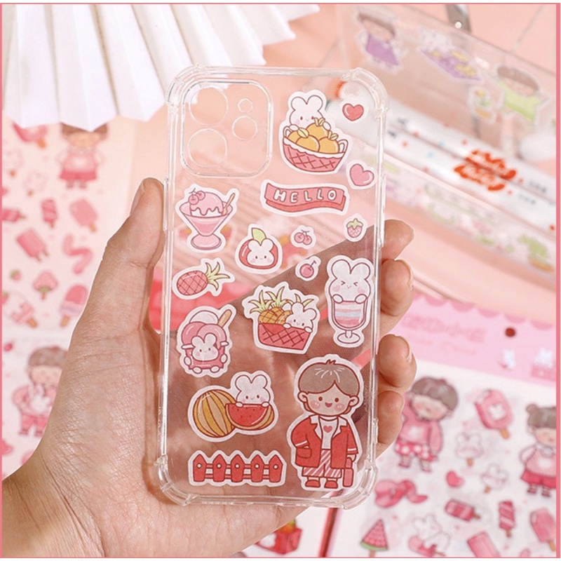 Set 4 tấm hình dán Sticker dễ thương đủ màu sắc Coleen trang trí sổ nhãn dán cute