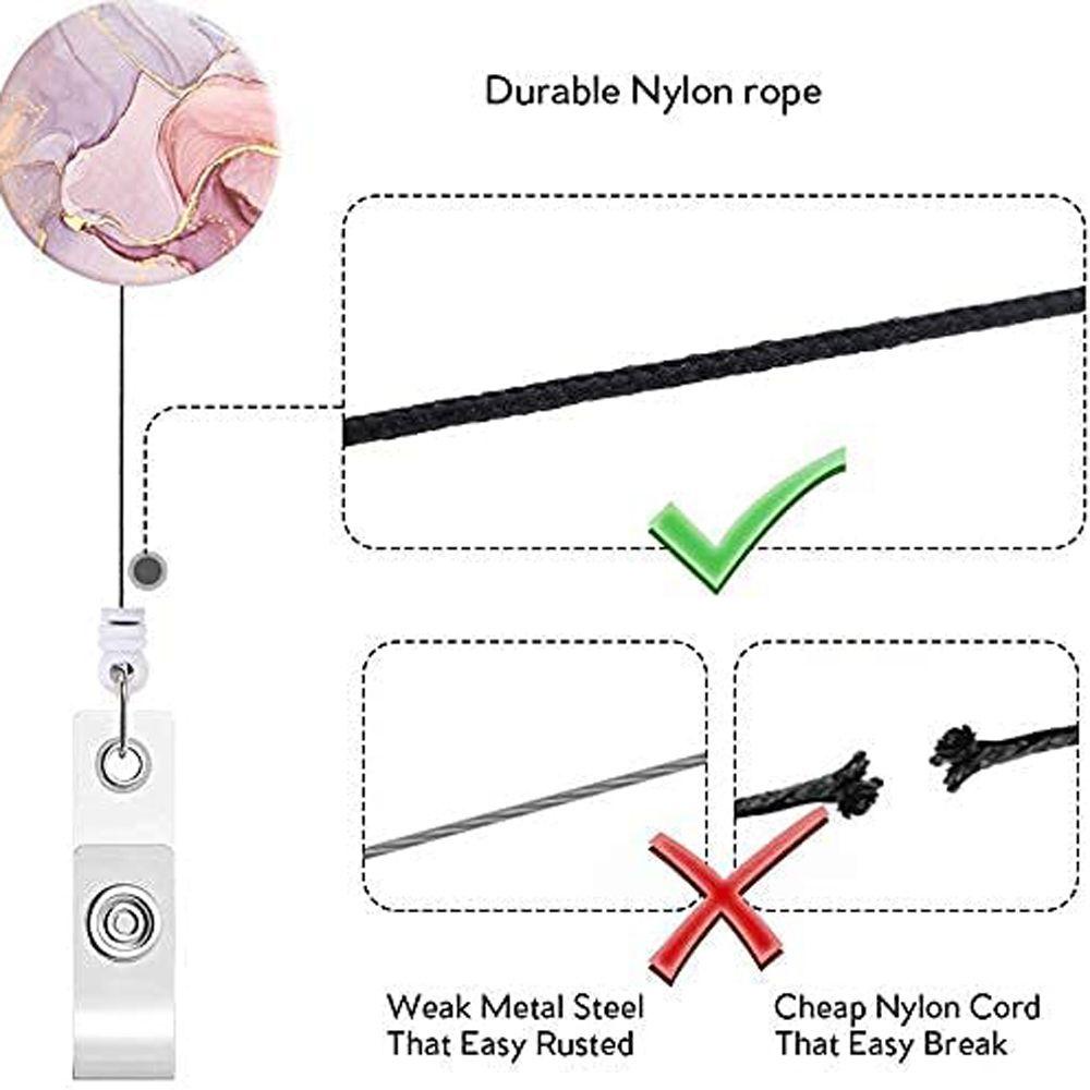 1 Kẹp Gắn Thẻ Tên Làm Việc Họa Tiết Cẩm Thạch Thanh Lịch Có Thể Thu Gọn