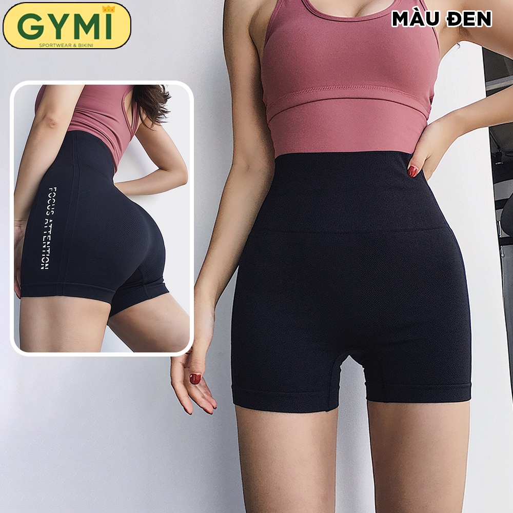 Quần tập gym yoga nữ GYMI QS04 dáng quần đùi short thể thao chất vải dệt cao cấp co giãn cạp cao nâng mông