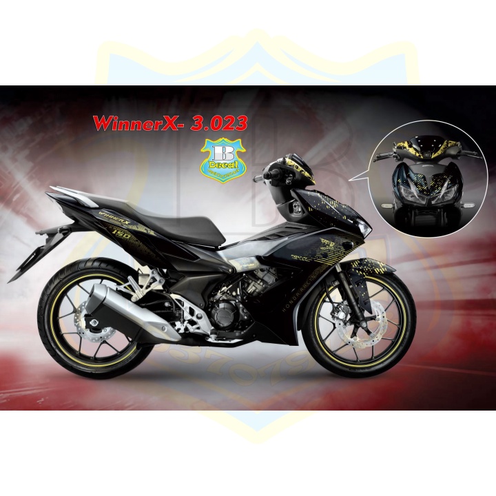 ( Quí khách vui lòng mang ra tiệm cho thợ dán ) Tem winner X 3023 đen