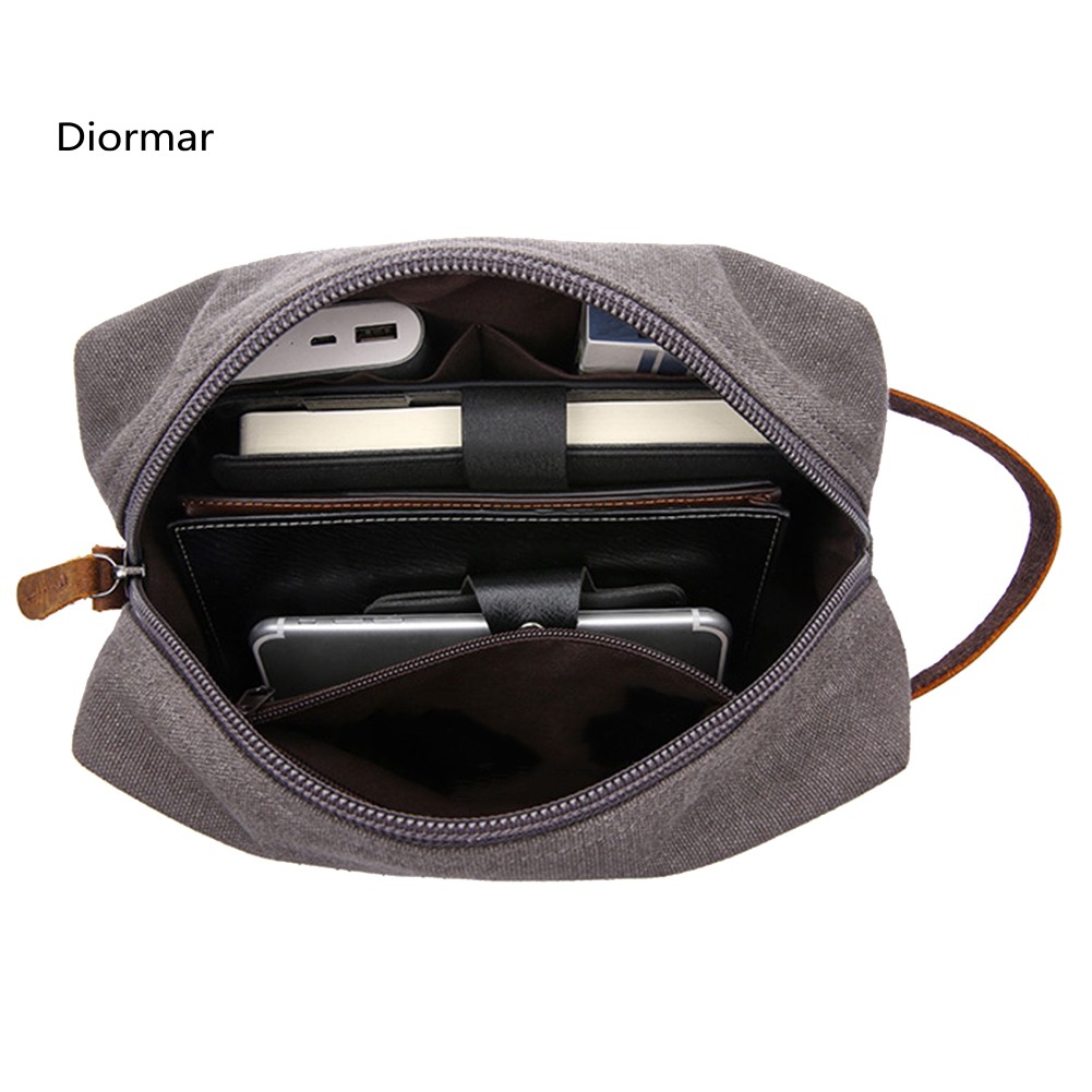 Túi đựng mỹ phẩm trang điểm / dao cạo râu bằng vải canvas phong cách retro tiện dụng cho nam khi đi du lịch