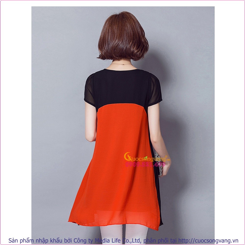 Áo nữ áo kiểu dáng dài cổ tròn ngắn tay in hoa GLA107 Cuocsongvang