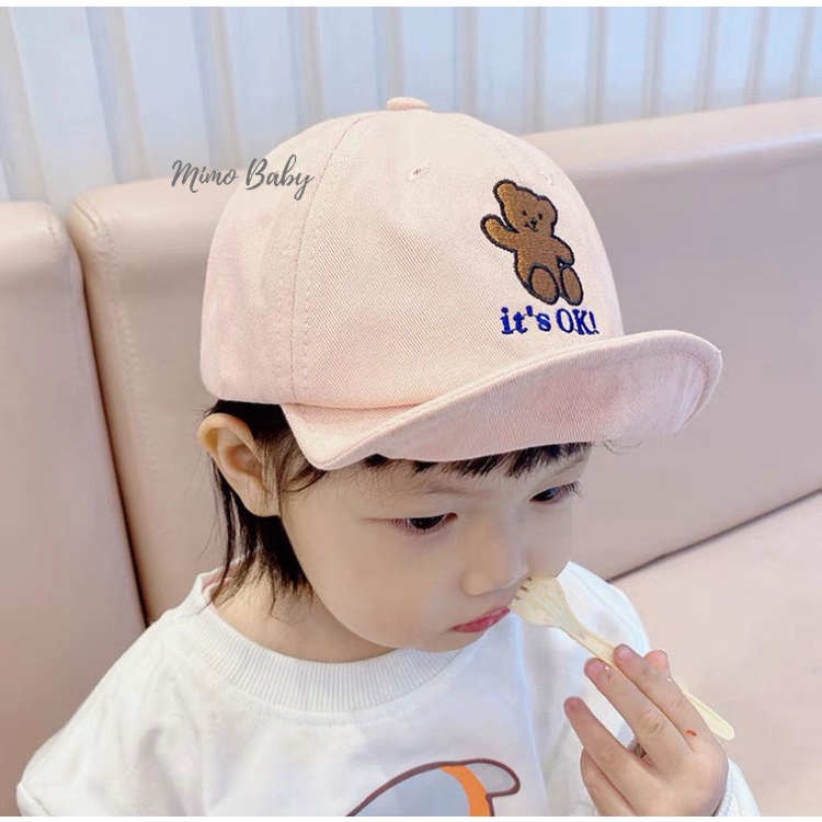 Mũ nón lưỡi trai thêu hình gấu dễ thương cho bé MH120 Mimo Baby