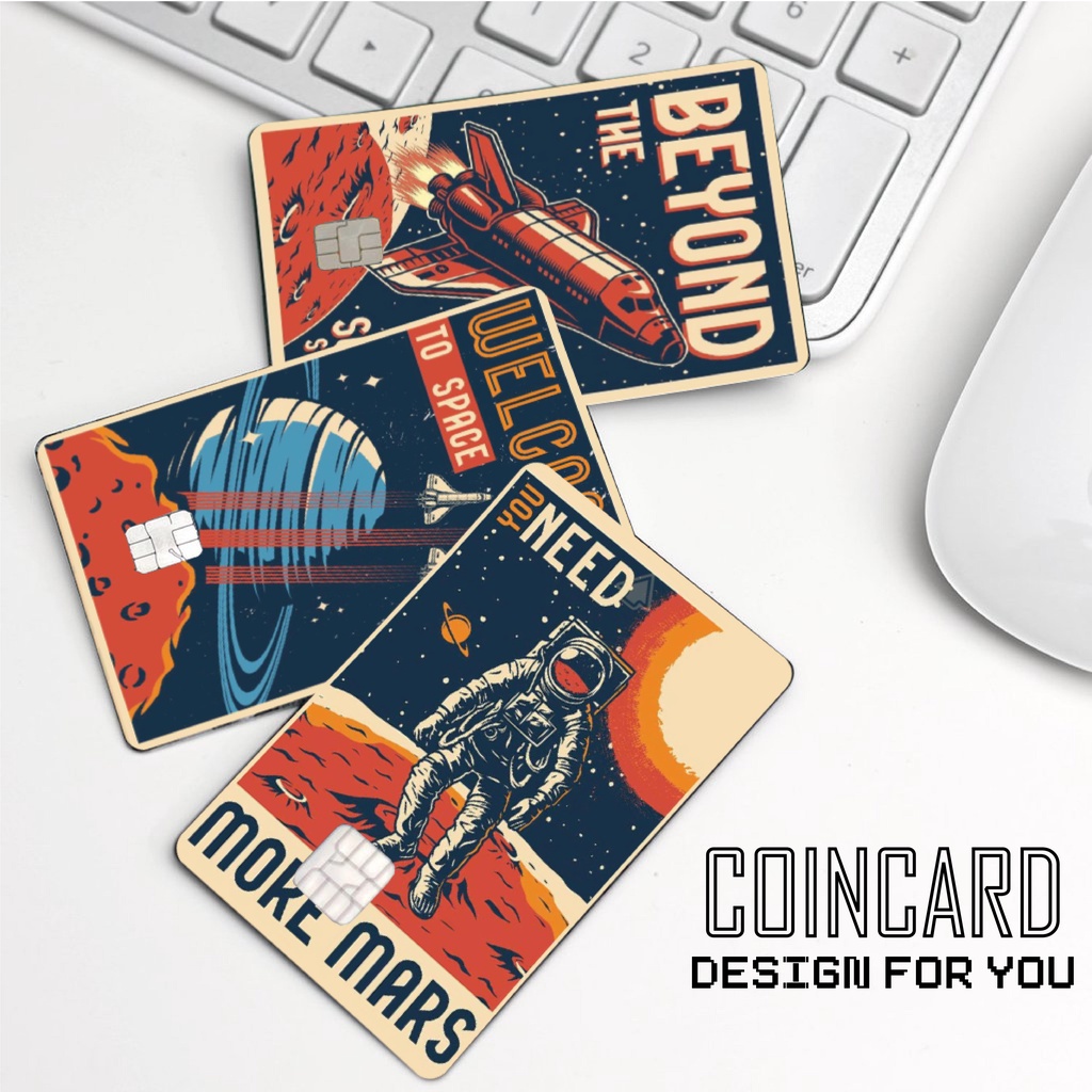 " 🚀 RETRO POSTER SPACE"( Decal dán Thẻ ATM, debit, thẻ từ, thẻ chung cư, bảo vệ thẻ) | Dán thẻ ATM COINCARD