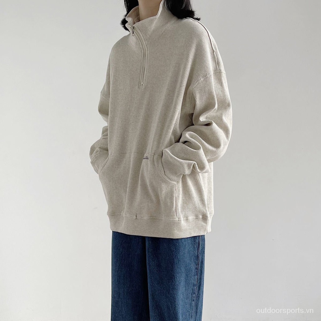 Áo Sweater Dáng Rộng Cổ Cao Phối Khóa Kéo Kiểu Hàn Quốc Thời Trang Xuân Thu Cho Nữ 2021 | BigBuy360 - bigbuy360.vn