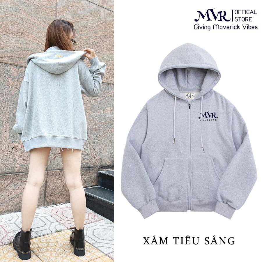 Áo khoác hoodie khóa kéo nam nữ MVR MAVERICK nhũ vàng form Unisex chống nắng Localbrand Phong Cách Ulzzang - MVR2502211