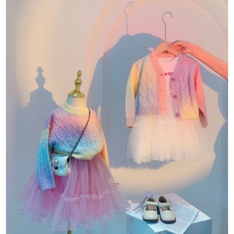 Áo khoác sweater dệt kim thời trang mùa thu mới cho bé gái