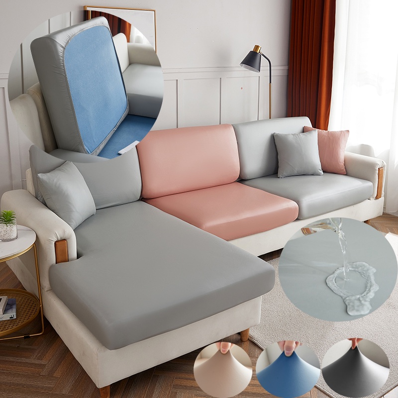 Vỏ bọc ghế sofa 1/2/3/4 chỗ ngồi hình chữ L bằng da chống thấm nước nhiều màu sắc tùy chọn
