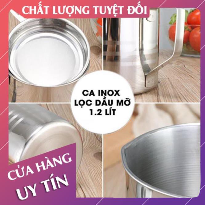 [Freeship - Hàng loại 1] Ca inox lọc dầu mỡ 1,2 lít lọc cặn dầu ăn, mỡ thừa  - Lan Chi Mart