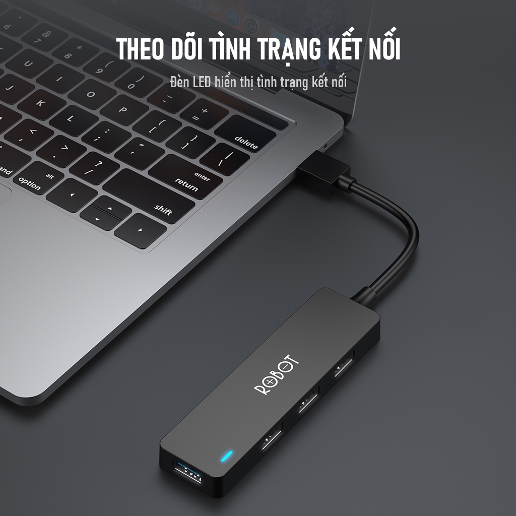 USB Hub Chuyển Đổi ROBOT H160 USB A Sang 4 Cổng USB 3.0 USB 2.0 Tốc Độ Truyền Tải Tối Đa 5Gbps