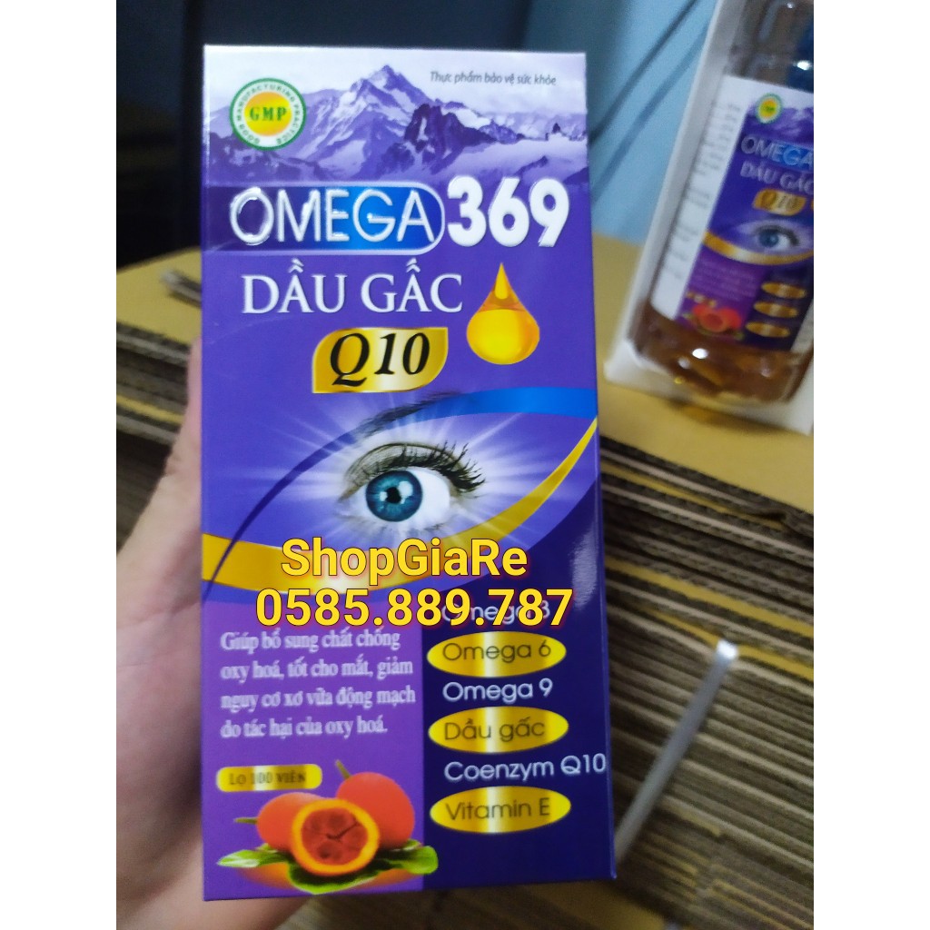 Omega 369 dầu gấc Q10 chứa dầu cá, dầu gấc, bổ sung vitamin làm đẹp da, chống lão hóa, giảm nhức mắt,mỏi mắt, tốt tim mạ