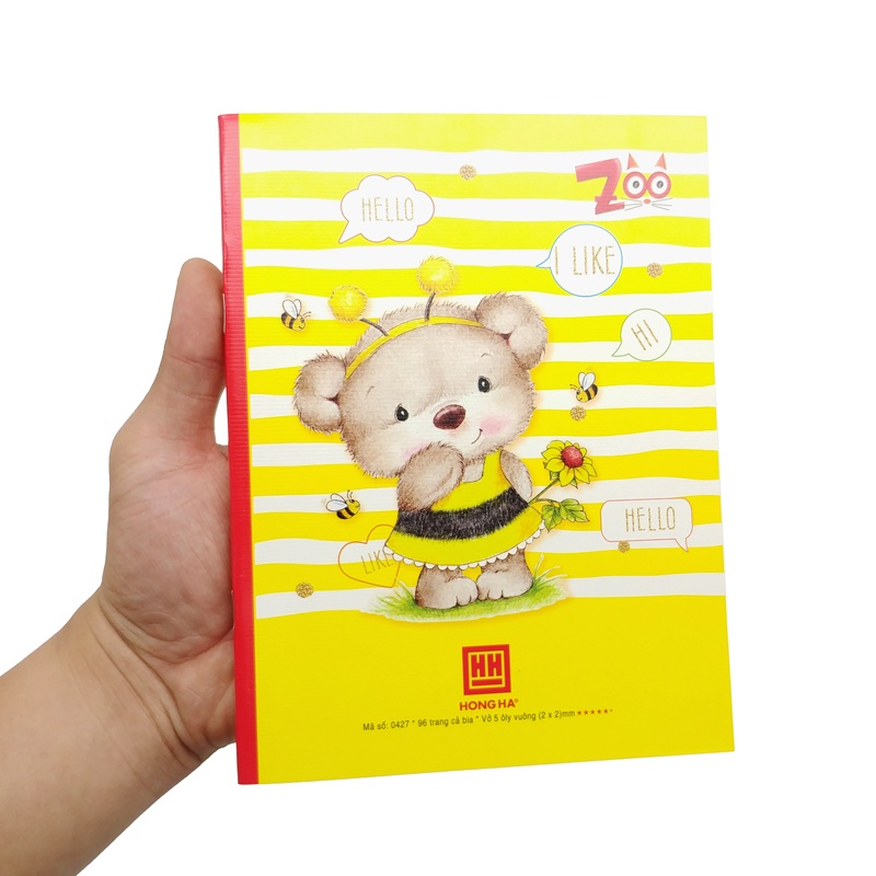 Vở Class Zoo - Ô Ly 96 Trang ĐL 80g/m2 - Hồng Hà 0427 - Màu Vàng - Hình Gấu