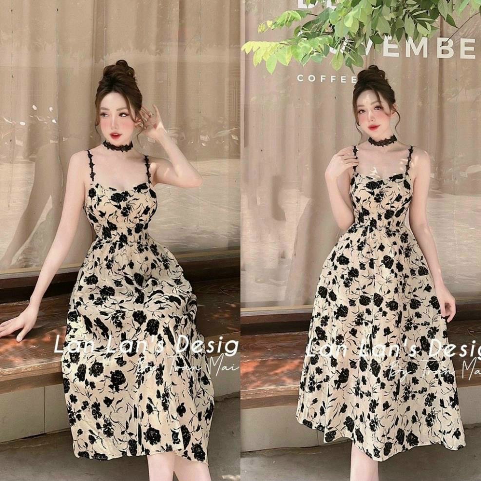 Đầm xòe cúp ngực hai dây có mút kèm vòng cổ