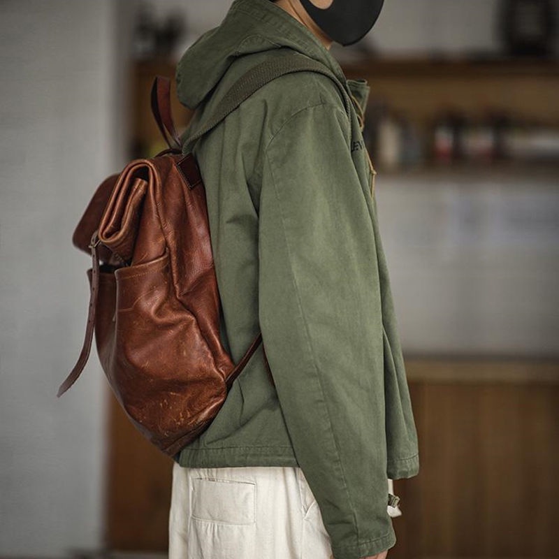 Áo Khoác Nam Tay Dài Có Mũ Trùm Đầu 100% Cotton Màu Xanh Quân Đội Size