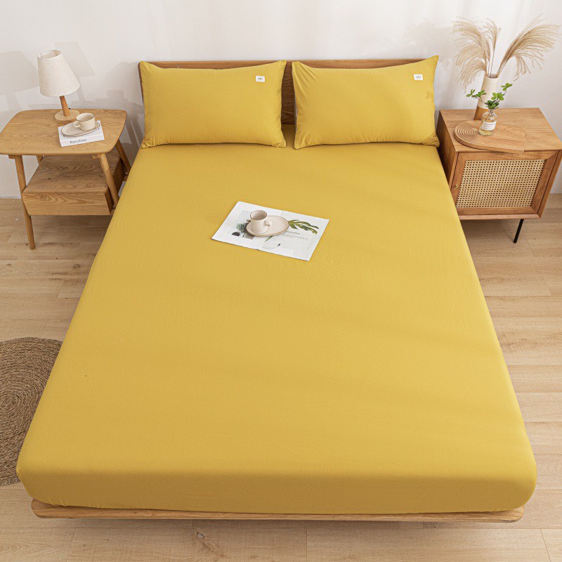 Bộ Ga Giường Kèm Vỏ Gối Tici, Bộ Drap Giường  Trơn Một Màu Sang Chảnh