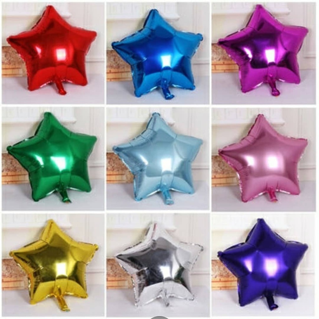 Ngôi sao 40cm Bong bóng kiếng đen, đỏ , vàng , hồng, xanh, bạc - Black, red, gold, silver star Foil balloon