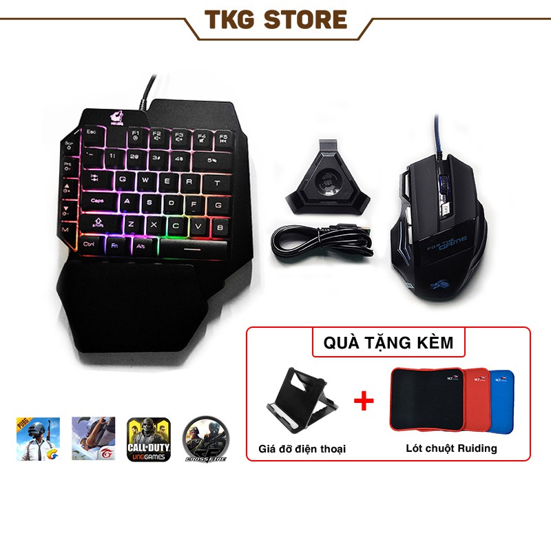 Combo bộ chuyển đổi BSP P5 và bàn phím K15, chuột X3 chơi game PUBG Mobile, COD