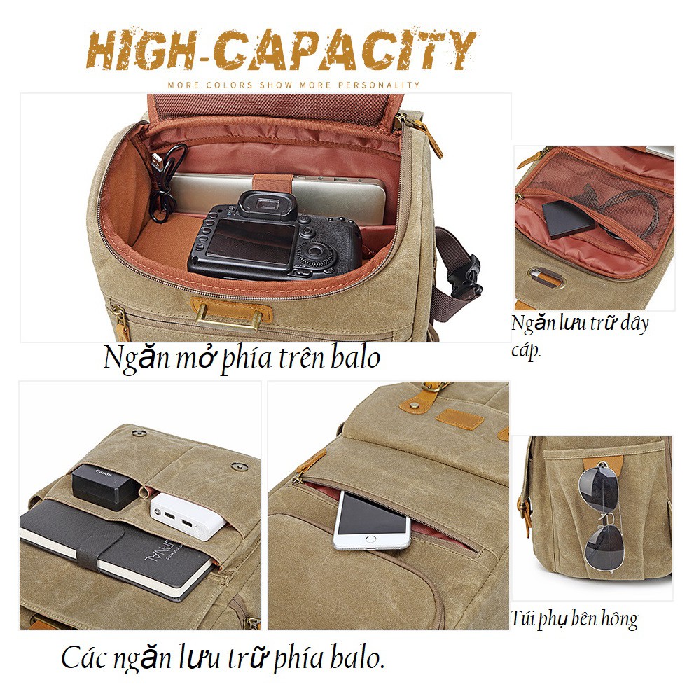 Balo máy ảnh cao cấp vải canvas.BK_3080.