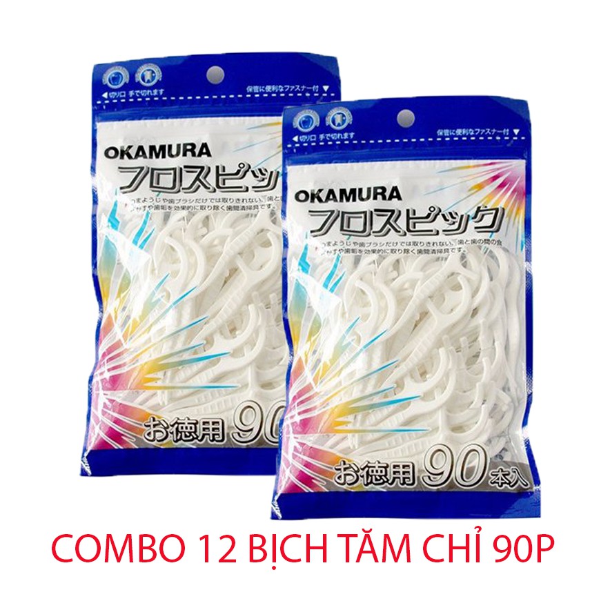 Okamura Sỉ 12 Bịch Tăm chỉ nha khoa 90P