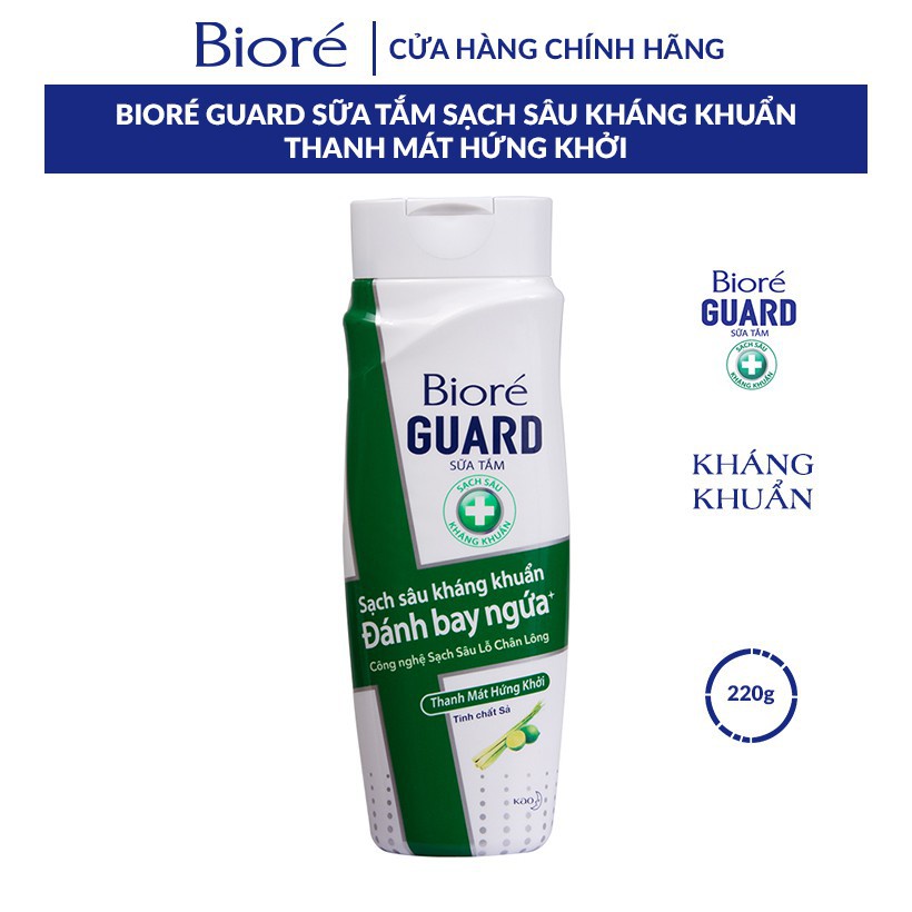 [Mã FMCGKAO52 giảm 8% đơn 250k] Bioré Sữa Tắm Sạch Sâu Kháng Khuẩn Guard – Thanh Mát Hứng Khởi 800g Tặng 1 Chai 220g