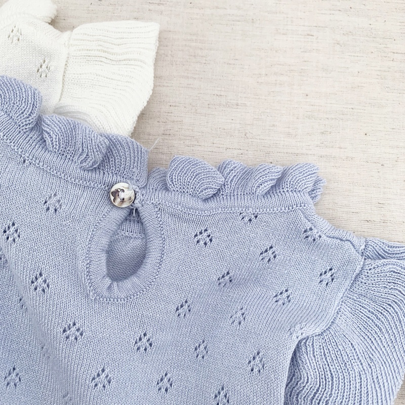 Yếm Cổ Bằng Cotton Dệt Kim Màu Sắc Trơn Có Diềm Xếp Nếp Trang Trí Cho Bé Gái Sơ Sinh