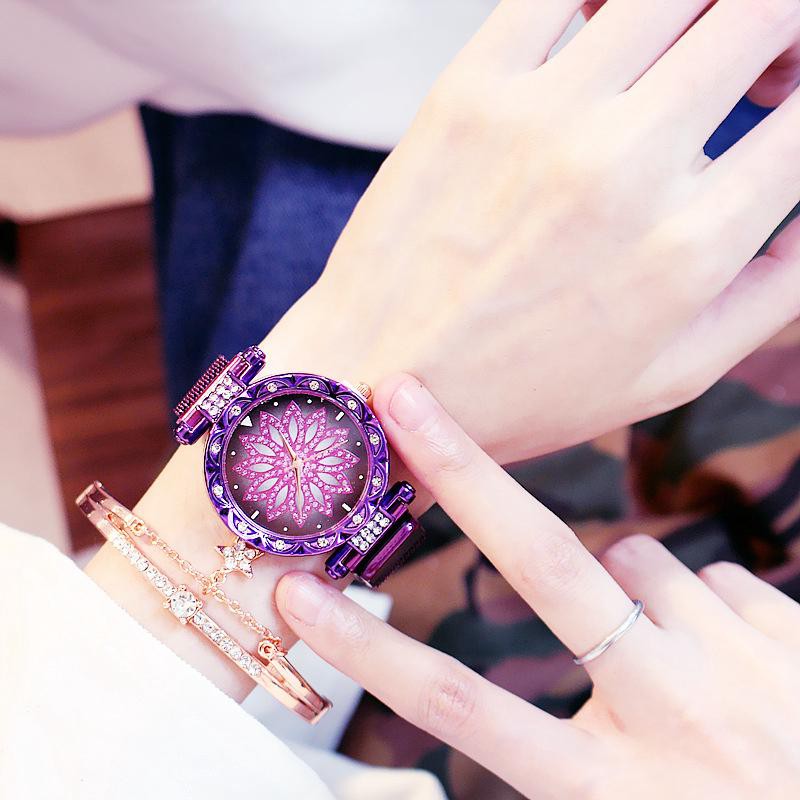 Đồng hồ nữ mặt tròn họa tiết hoa thanh lịch | BigBuy360 - bigbuy360.vn
