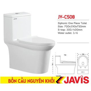 Bồn cầu liền khối JAVIS JV-C508, công nghệ men Nano, chống bám bẩn và diệt khuẩn, siêu bền.