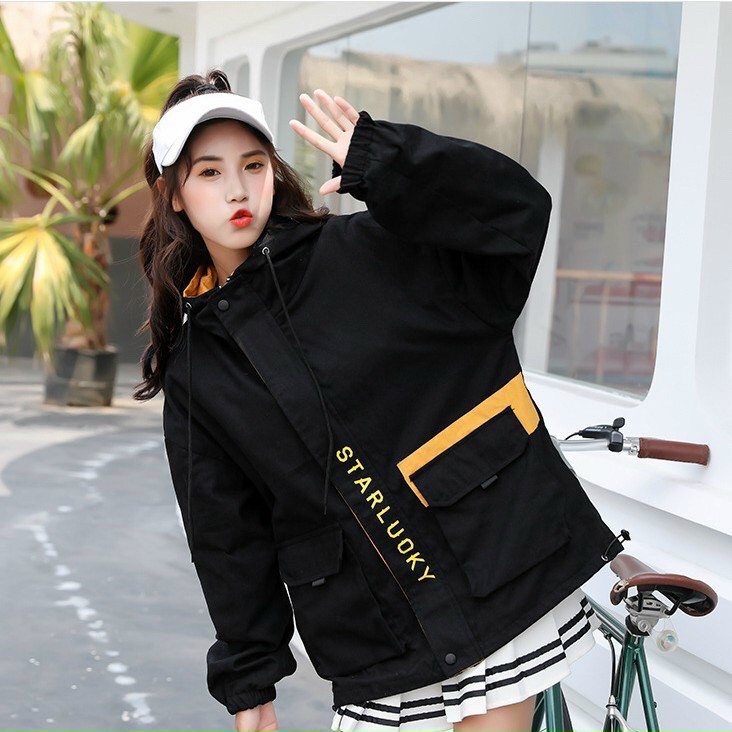 Áo Khoác Kaki Nam Nữ 2 Lớp Có Mũ ♥️ Free Ship ♥️ Áo Kaki Bomber Form Rộng Túi Hộp Vải Mền Đẹp Thời Trang