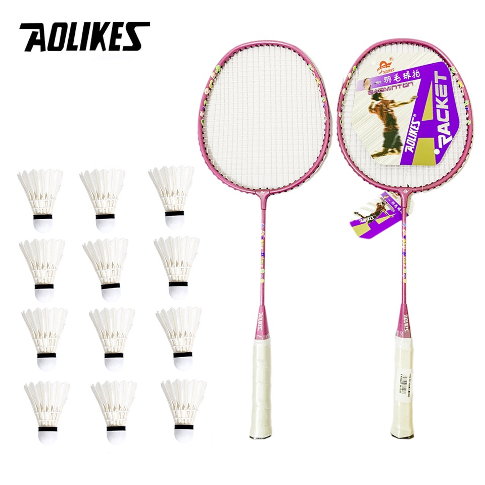 Combo 2 vợt cầu lông trẻ em AOLIKES A-8123 + hộp 12 quả cầu
