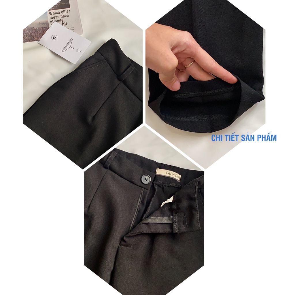 Quần tây nữ đi học ống rộng lưng cao công sở baggy đẹp M Fashion QD01