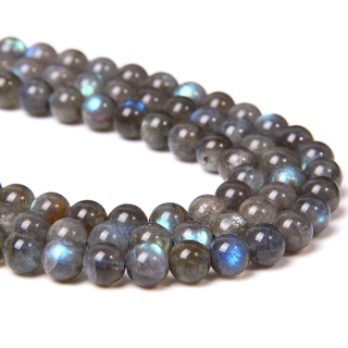 Màu xanh tự nhiên Labradorite xám mịn Rời đá quý hạt để làm đồ trang sức Labradorite hạt đá vòng tay tự làm