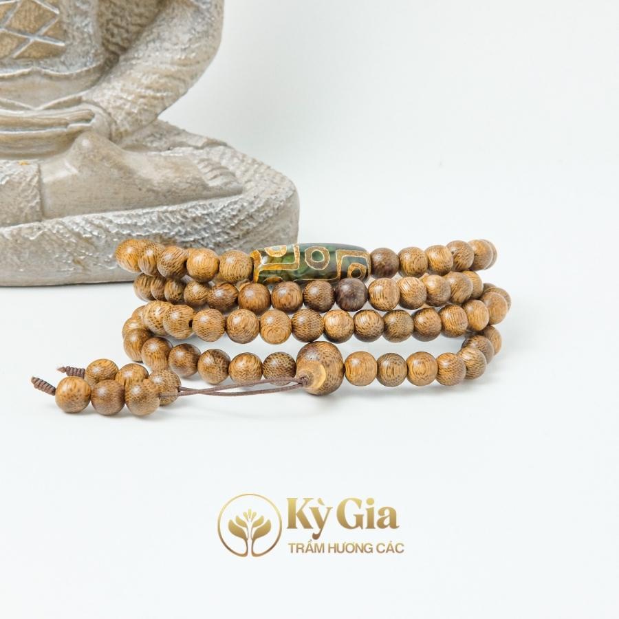 Vòng Tay Trầm Hương Phối Đá Dzi 8 li 108 hạt