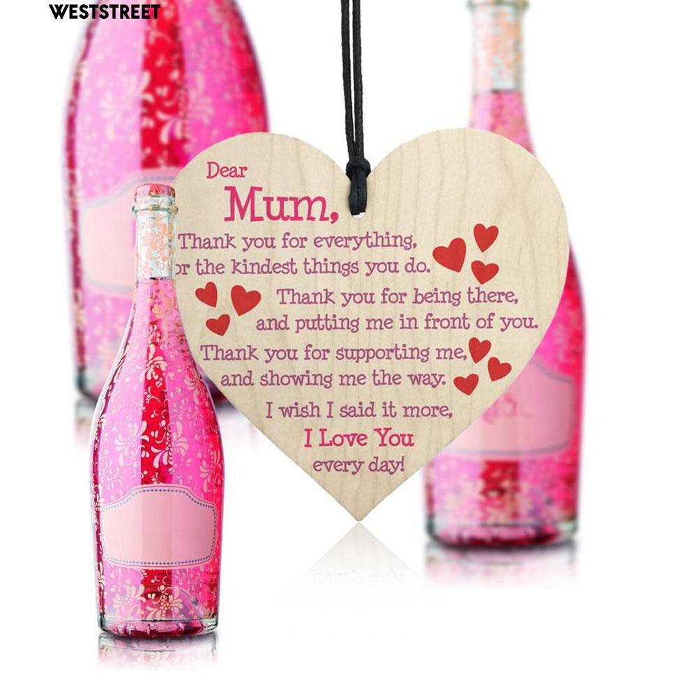 Bảng Gỗ Hình Trái Tim &Quot; I Love Mom &Quot; Dùng Để Trang Trí Nội Thất