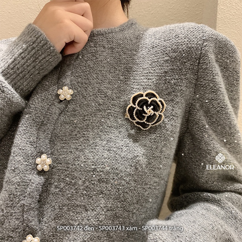 Ghim cài áo nữ Eleanor Accessories hình hoa hồng đính ngọc trai nhân tạo phụ kiện thời trang 3742