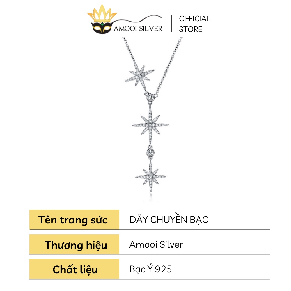 Dây chuyền bạc S925 3 ngôi sao - Amooi Silver AD64