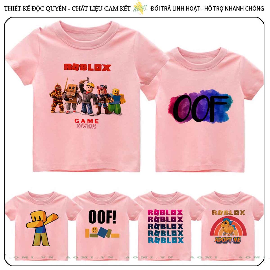 ÁO THUN ROBLOX UNISEX PHÔNG HỒNG NAM NỮ GIA ĐÌNH CẶP ĐÔI SIZE TRẺ EM BÉ TRAI GÁI AOMIVN