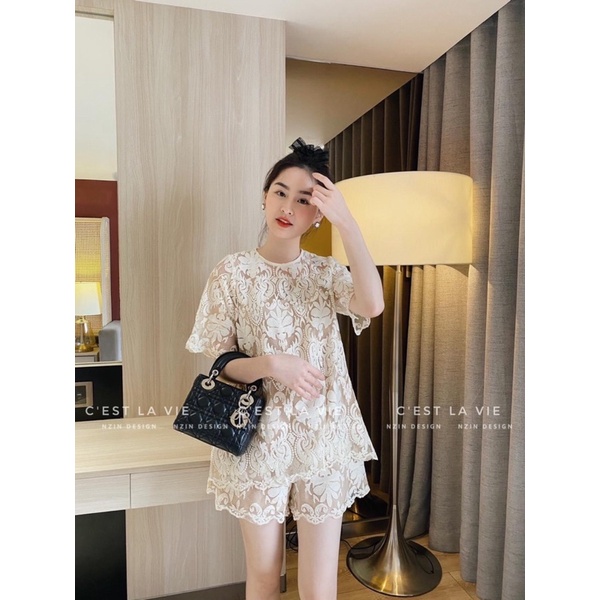 Set ren màu be sang trọng