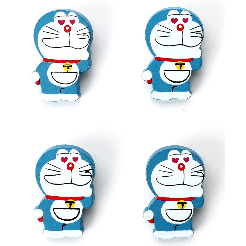 Huy hiệu gỗ Doraemon (Bộ 4 cái) - P-WP-B