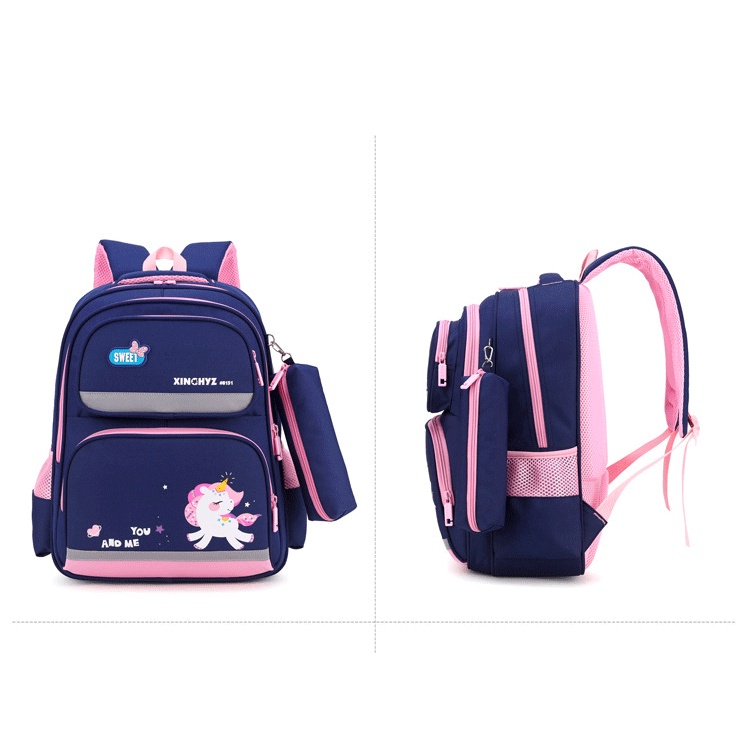 Balo XINCHYZ đi học cho bé trai, gái siêu đẹp kèm túi ví đựng bút, cặp sách chống thấm mặt lưng êm thoáng khí