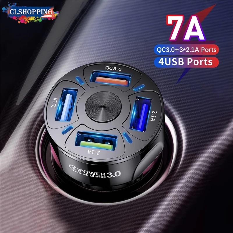 Tẩu Sạc 4 Cổng USB 48W 7A Mini Cho ĐT táo 11 Xiaomi