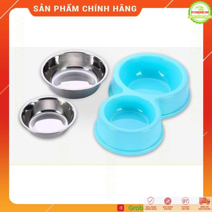 Chén ăn cho chó mèo  FREESHIP 70K  Bát ăn đôi to nhỏ vỏ nhựa chén inox | PetZoneHCM