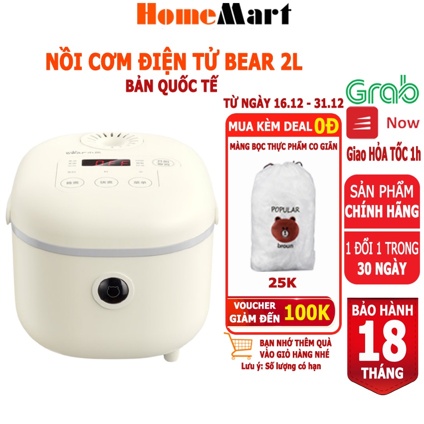 Nồi cơm điện Bear 3L, 6 chế độ nấu, HomeMart – Hàng chính hãng bảo hành 6-18 tháng