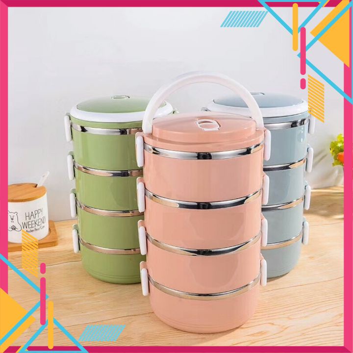 HỘP CƠM GIỮ NHIỆT 💥 MIỄN PHÍ GIAO HÀNG 💥 HỘP ĐỰNG THỨC ĂN GIỮ NHIỆT 4 TẦNG BẰNG INOX CAO CẤP 2.8L ĐỰNG ĐỒ ĂN TIỆN LỢI