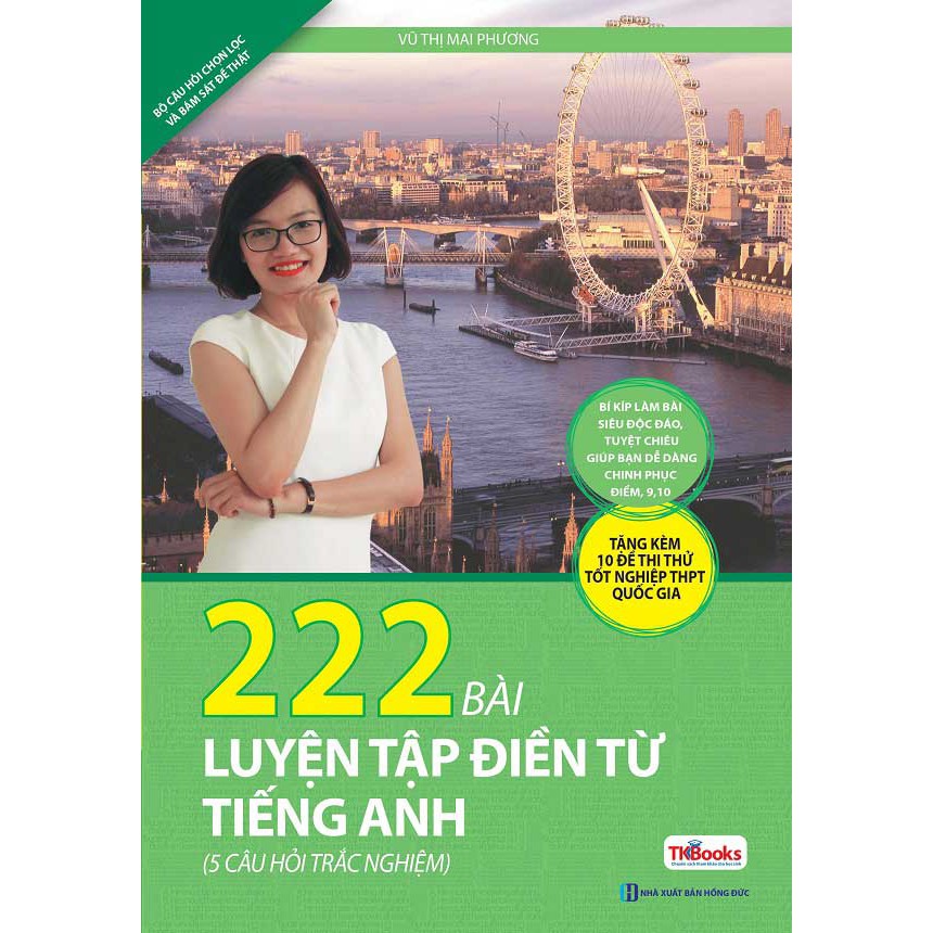 Sách - 222 Bài Luyện Tập Điền Từ Tiếng Anh - Dùng App (5 Câu Hỏi Trắc Nghiệm ) Tặng kèm bookmark