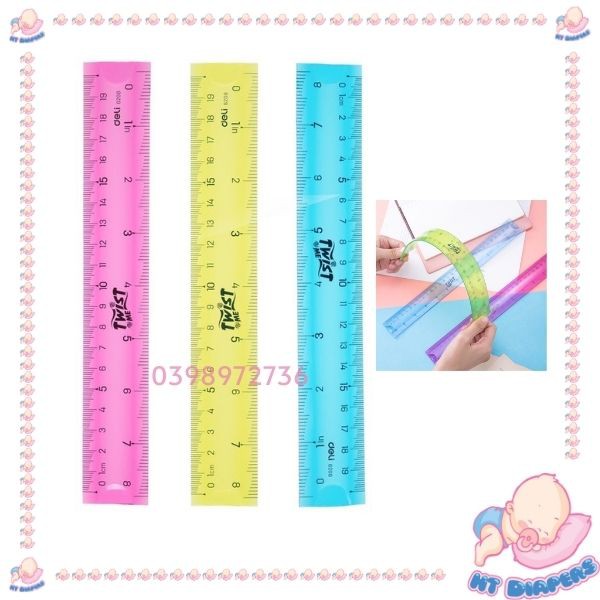 Thước Kẻ Dẻo, Nhựa Cho Học Sinh Deli 20cm,30cm - Hàng Công Ty