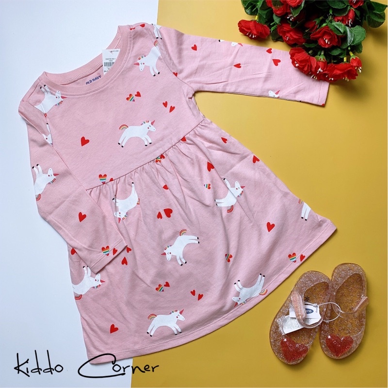 Váy dài tay Old Navy cực xinh nhiều màu sắc cho bé gái