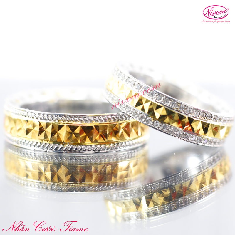 Nhẫn cặp Tiamo, nhẫn đôi Bạc Ý S950 xi mạ vàng 18k