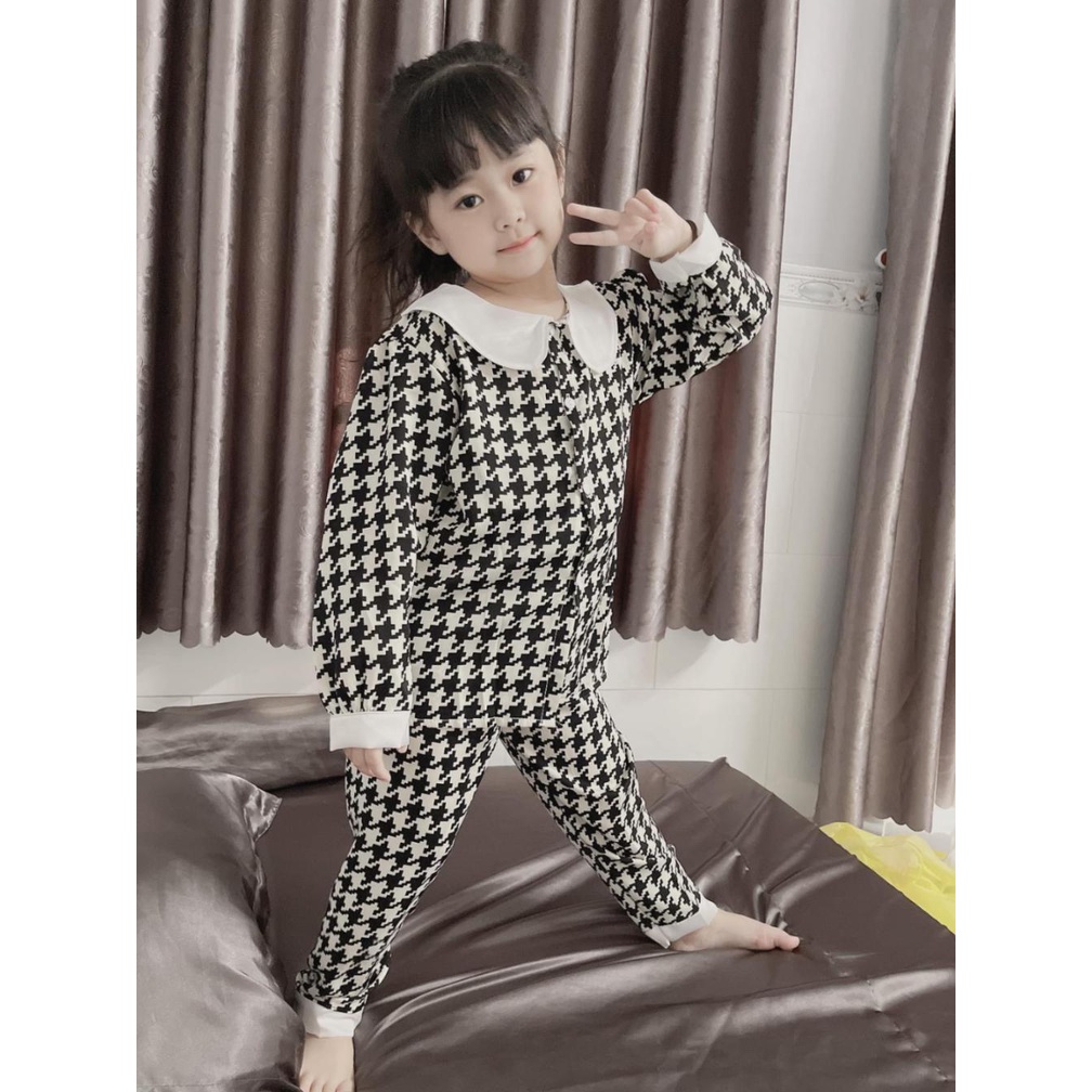 [ 15-28 KG ] Bộ Đồ Ngủ Pijama Bé Gái - Set Quần Áo Trẻ Em Mặc Nhà Lụa Cao Cấp Nhiều Màu Dài Tay Họa Tiết Dễ Thương