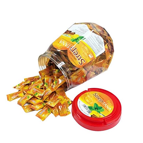 1 viên Kẹo ngậm ho bạc hà Streptana, viên ngậm ho,kẹo ngậm ho cho bé bạc hà tiêu đờm,tan đơm giảm ho,kẹo ngậm đau họng